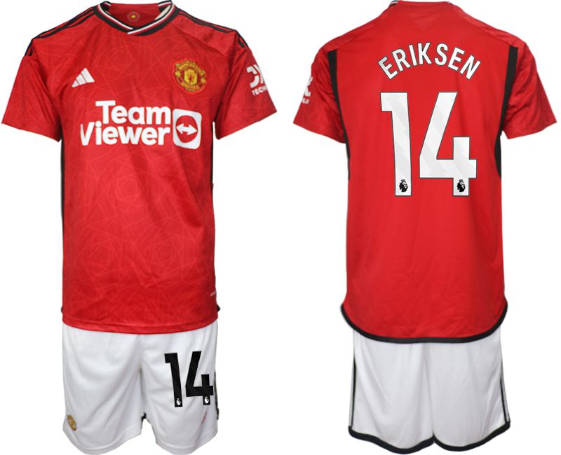 Men 2023-2024 Club Manchester United home red #14 Soccer Jersey